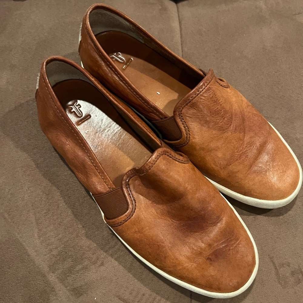 Frye leather slip on sneakers